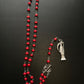 Santa Muerte Rosary / Red wood beads/ Rose scented / Handmade! / FREE SHIPPING!)