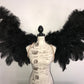 Black Ostrich feather wearable angel wings with bendable adjustable shoulder straps