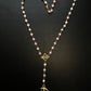 Santa Muerte Rosary / GOLD / Genuine Madagascar PINK ROSE QUARTZ / freshwater pearls / Magnetic closure /Handmade/ FREE SHIP