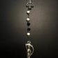 Santa Muerte Rosary / Black & White wood beads/ Rose scented / Handmade! / FREE SHIPPING!)