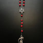 Santa Muerte Rosary / Red wood beads/ Rose scented / Handmade! / FREE SHIPPING!)