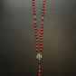 Santa Muerte Rosary / Red wood beads/ Rose scented / Handmade! / FREE SHIPPING!)