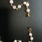 Santa Muerte Rosary / GOLD / Genuine Madagascar PINK ROSE QUARTZ / freshwater pearls / Magnetic closure /Handmade/ FREE SHIP