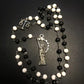 Santa Muerte Rosary / Black & White wood beads/ Rose scented / Handmade! / FREE SHIPPING!)